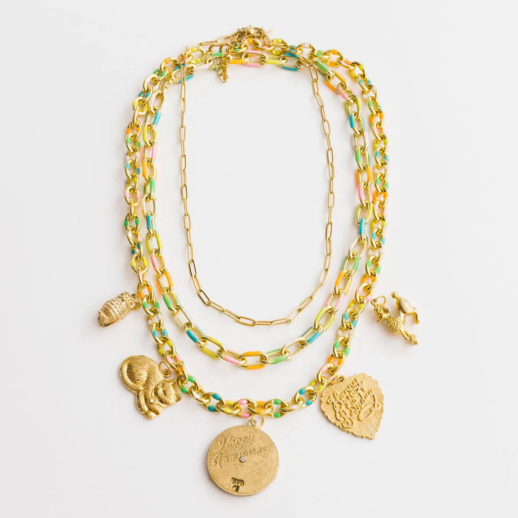 Vintage Rainbow Chain Necklaces | Charm Necklace | Custom Charm Necklace