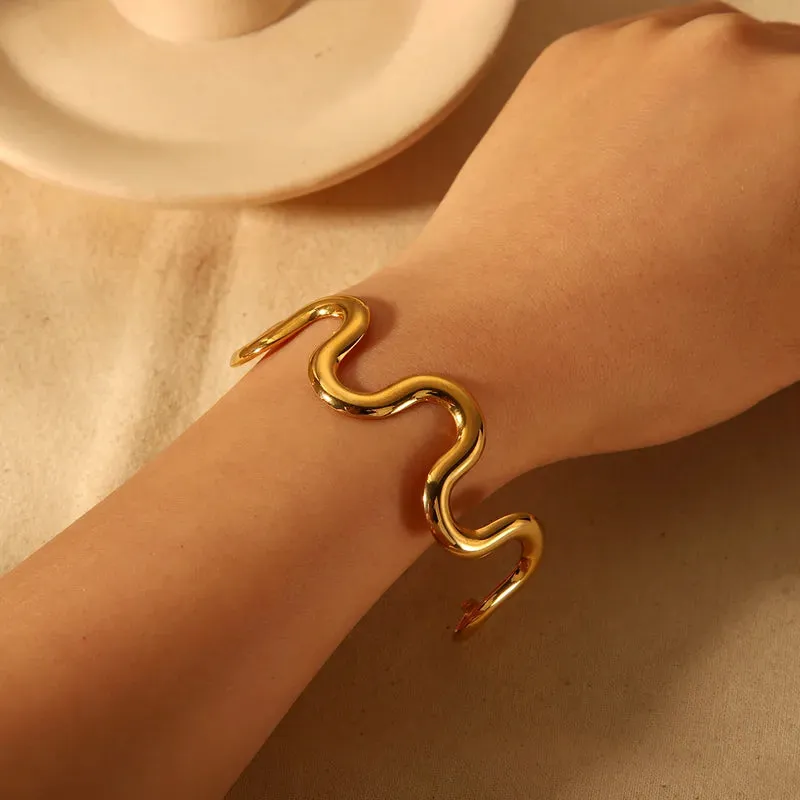 Wave Design Cuff Bracelet