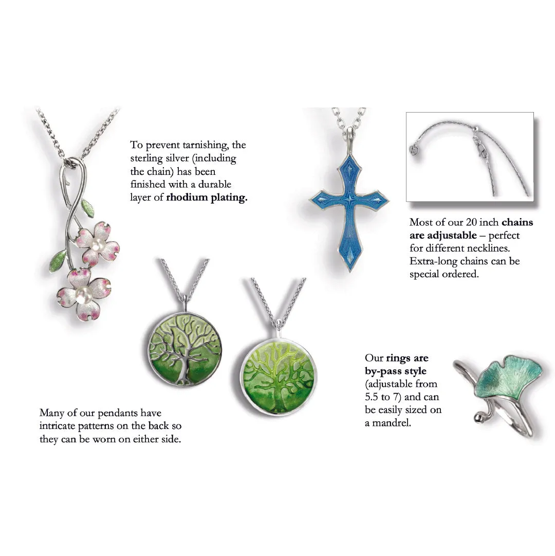White Daisy Cascade Rhodium Plated Chain Pendants