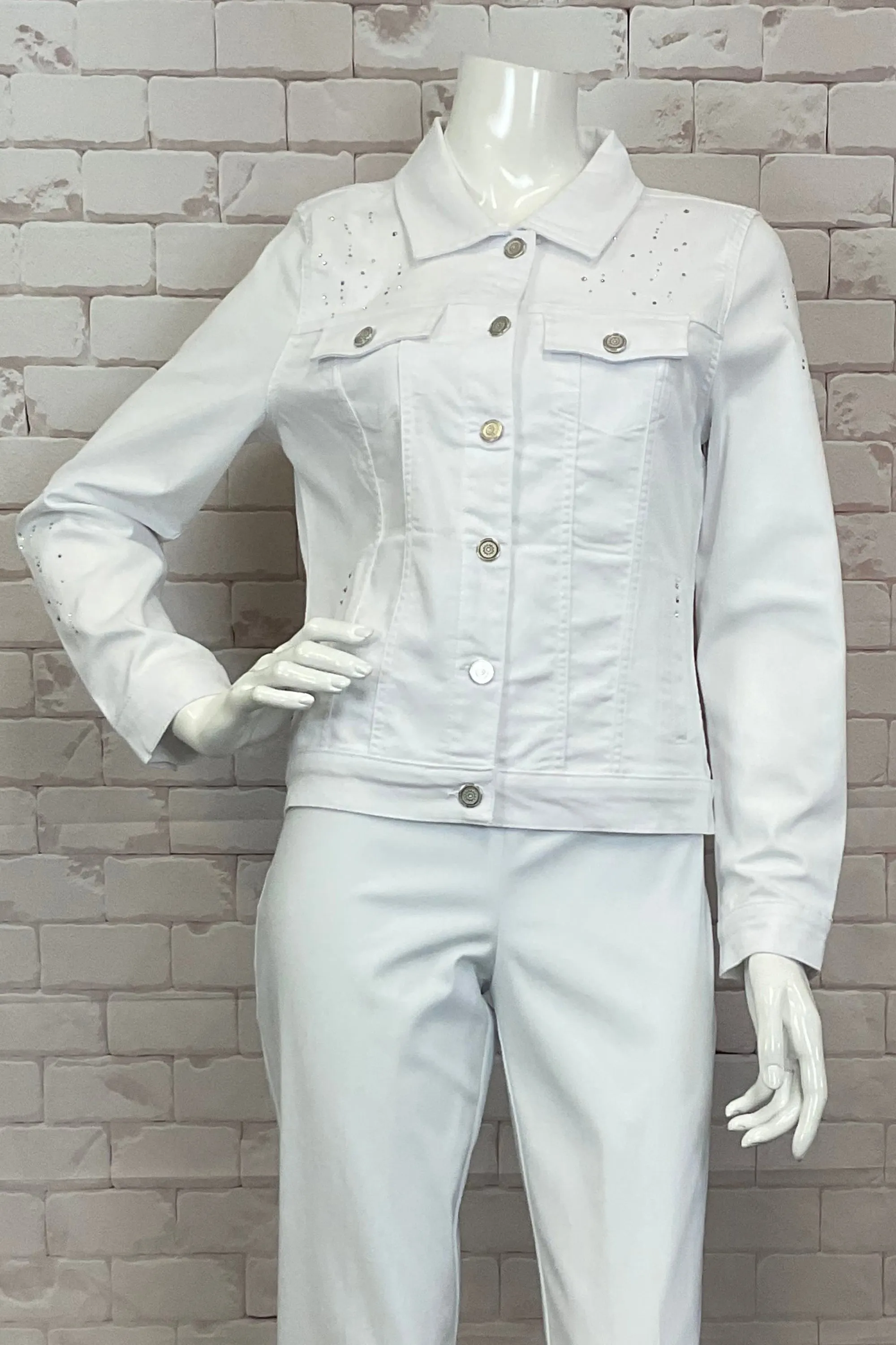 WHITE JEAN JACKET WITH BLING