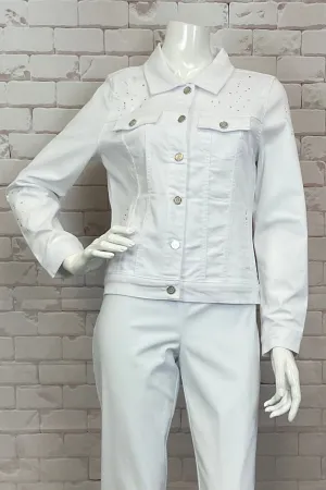 WHITE JEAN JACKET WITH BLING