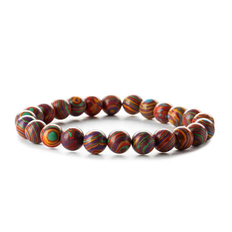 Wholesale Colorful 8mm Malachite Volcanic Stone Bracelets