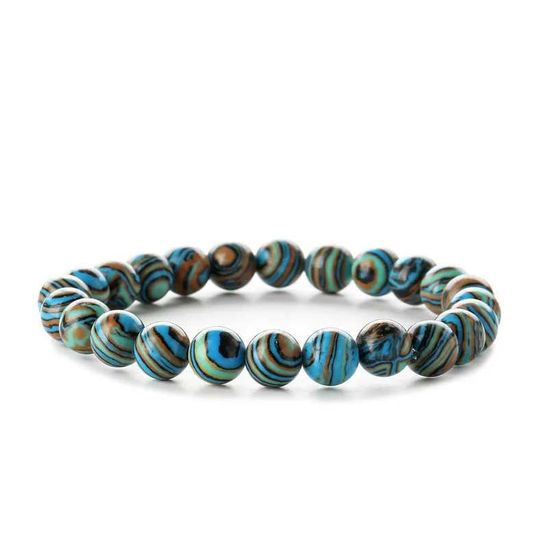 Wholesale Colorful 8mm Malachite Volcanic Stone Bracelets