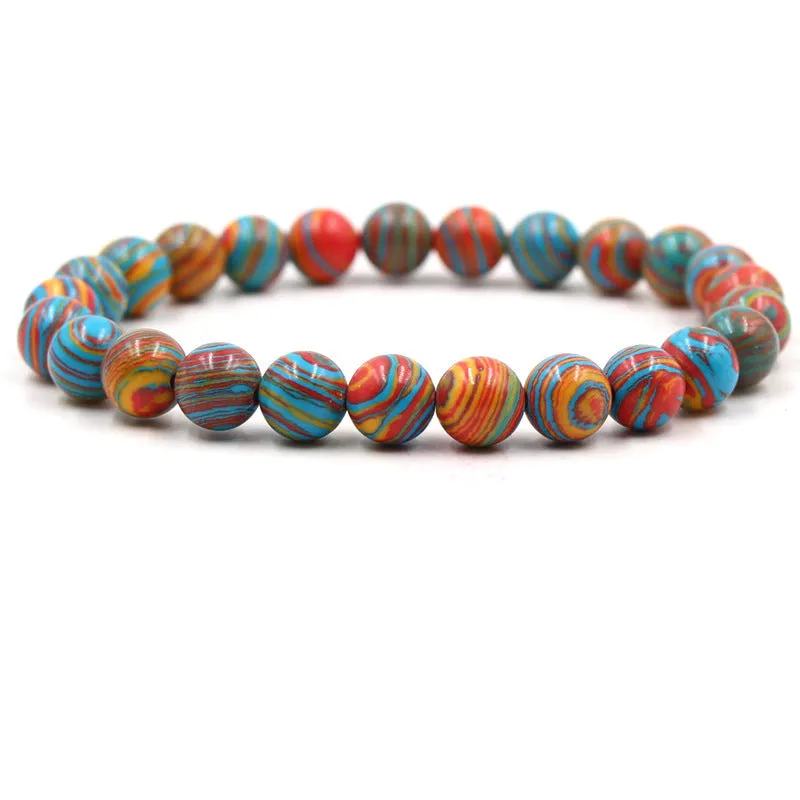Wholesale Colorful 8mm Malachite Volcanic Stone Bracelets