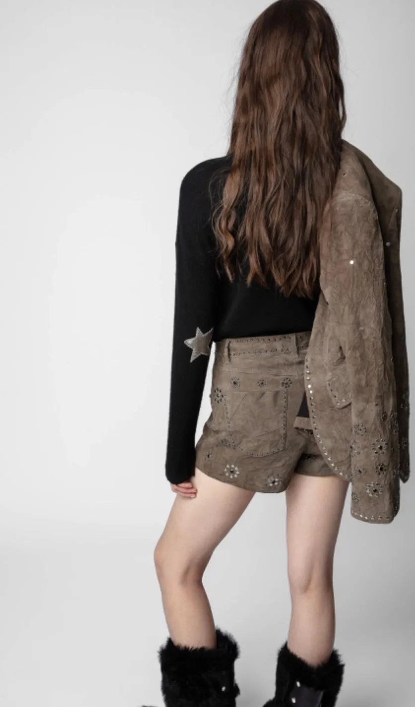 Zadig & Voltaire Scott Creased Suede Shorts